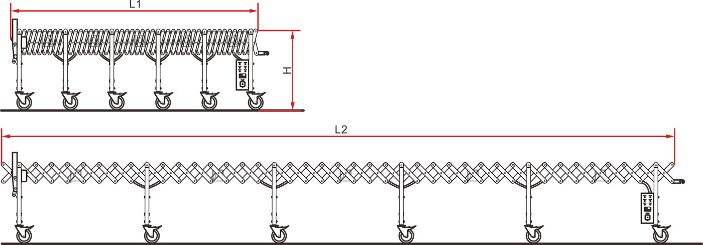 Flexible Roller Conveyor specification diagram
